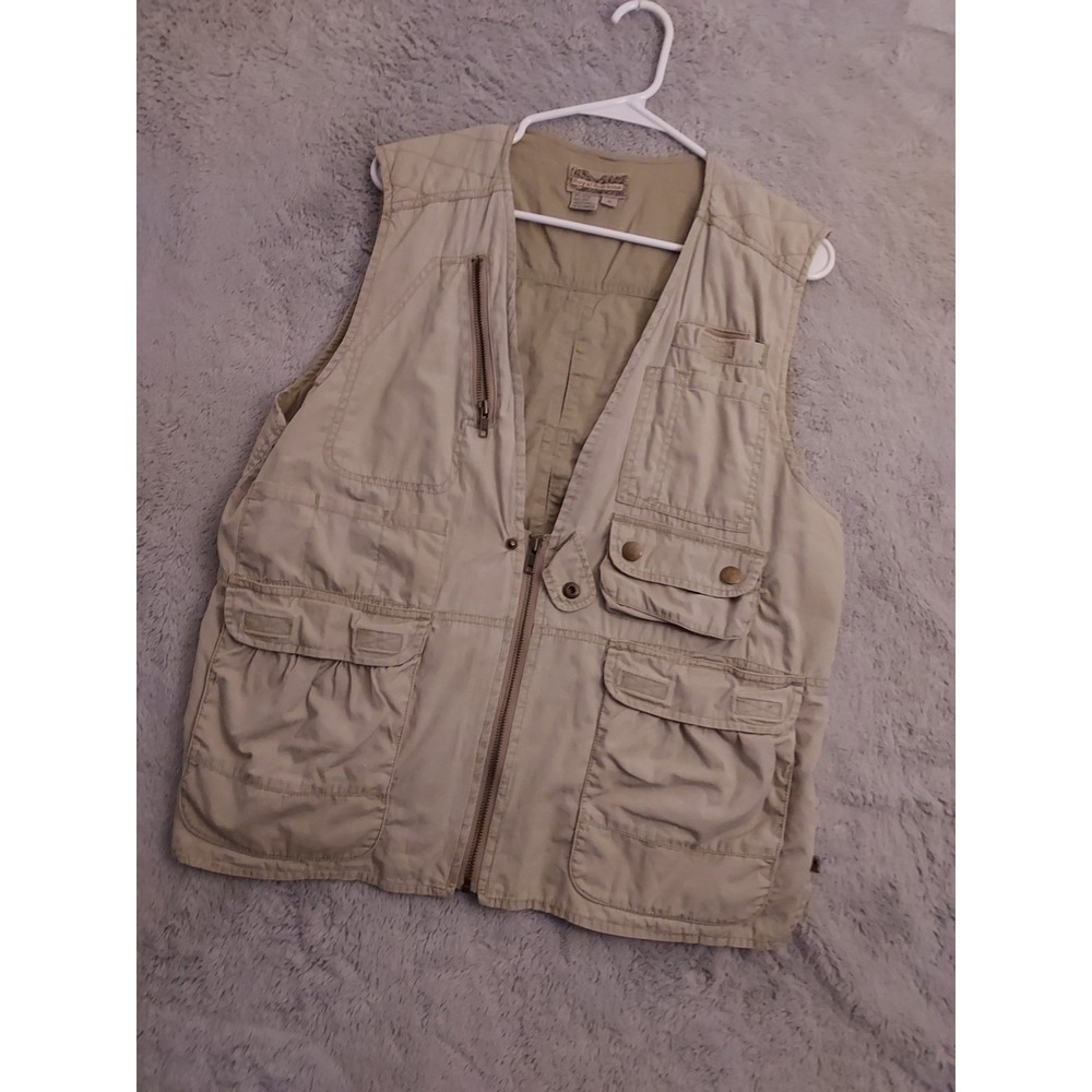 Vintage Royal Robbins Vest Mens Medium Safari Fishing Utility Bush Beige Pockets